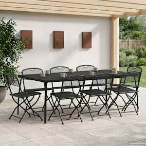 Zunanji pohištveni set 9 pcs Antracit Železo in Jeklo