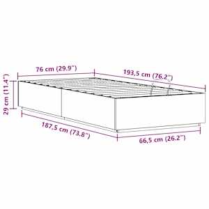 Ottoman postel Přírodní 75 x 190 cm Masivní borovice - obrázek 12