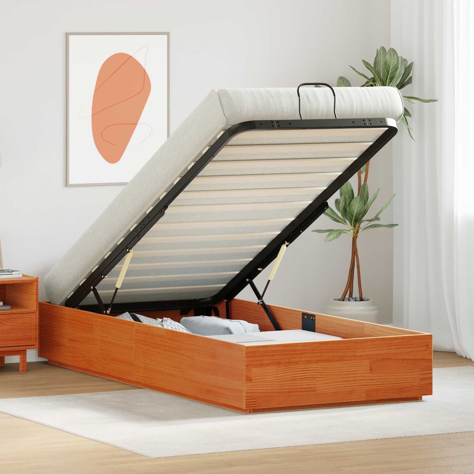 Ottoman Bedframe Wasbruin 75 x 190 cm Massief grenenhout image 1