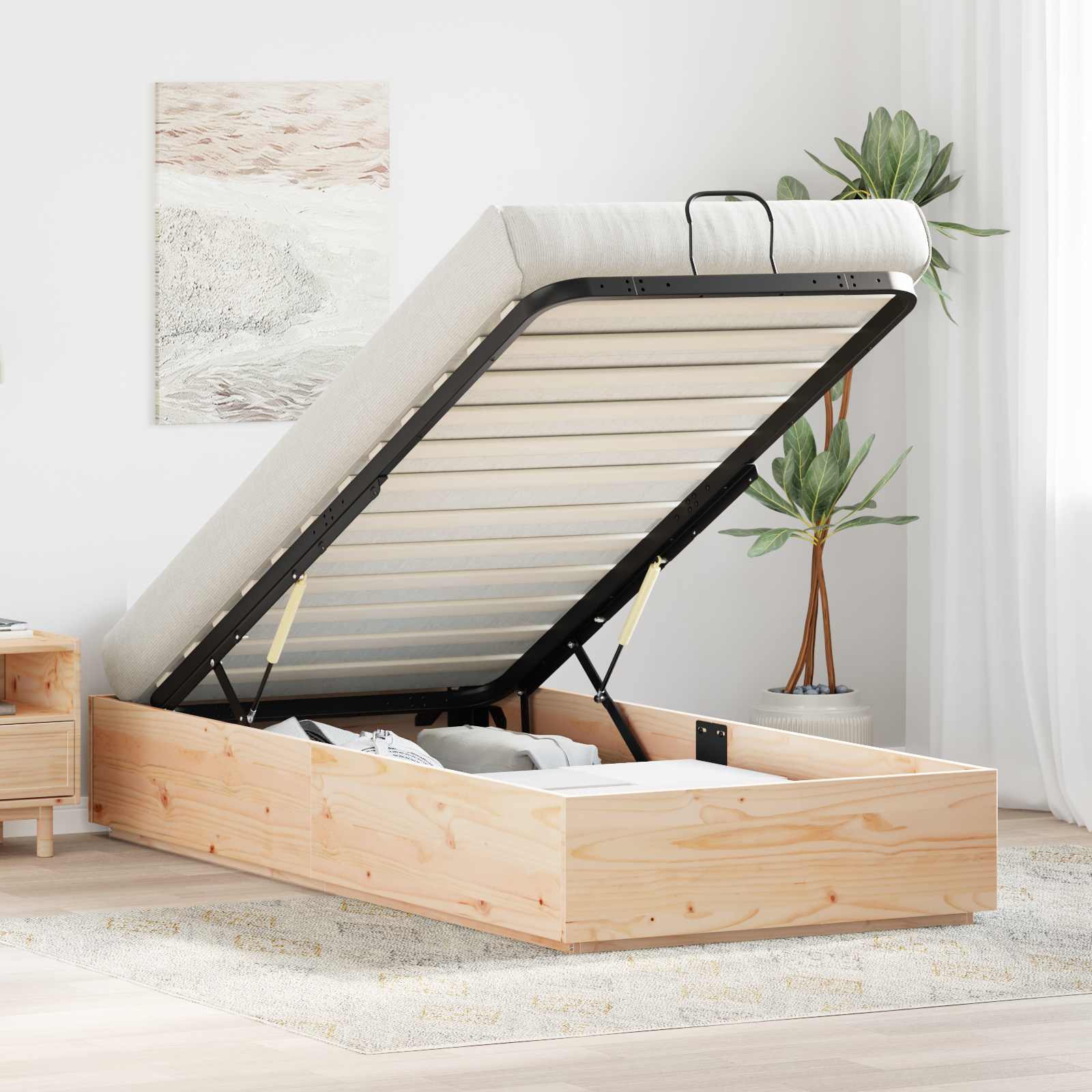 vidaXL Ottoman Bettgestell Natur 80 x 200 cm Massives Kiefernholz