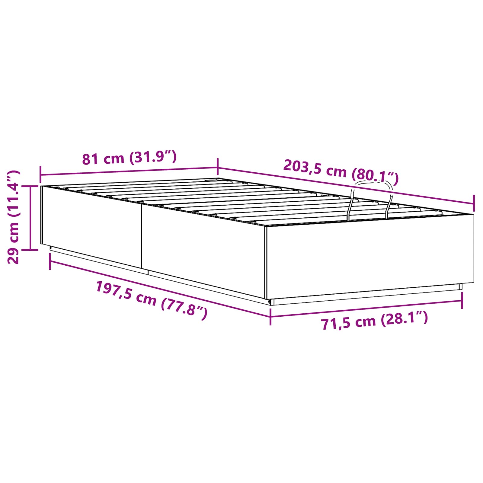 Ottoman Bedframe Waskleur Bruin 80 x 200 cm Massief grenenhout image 12