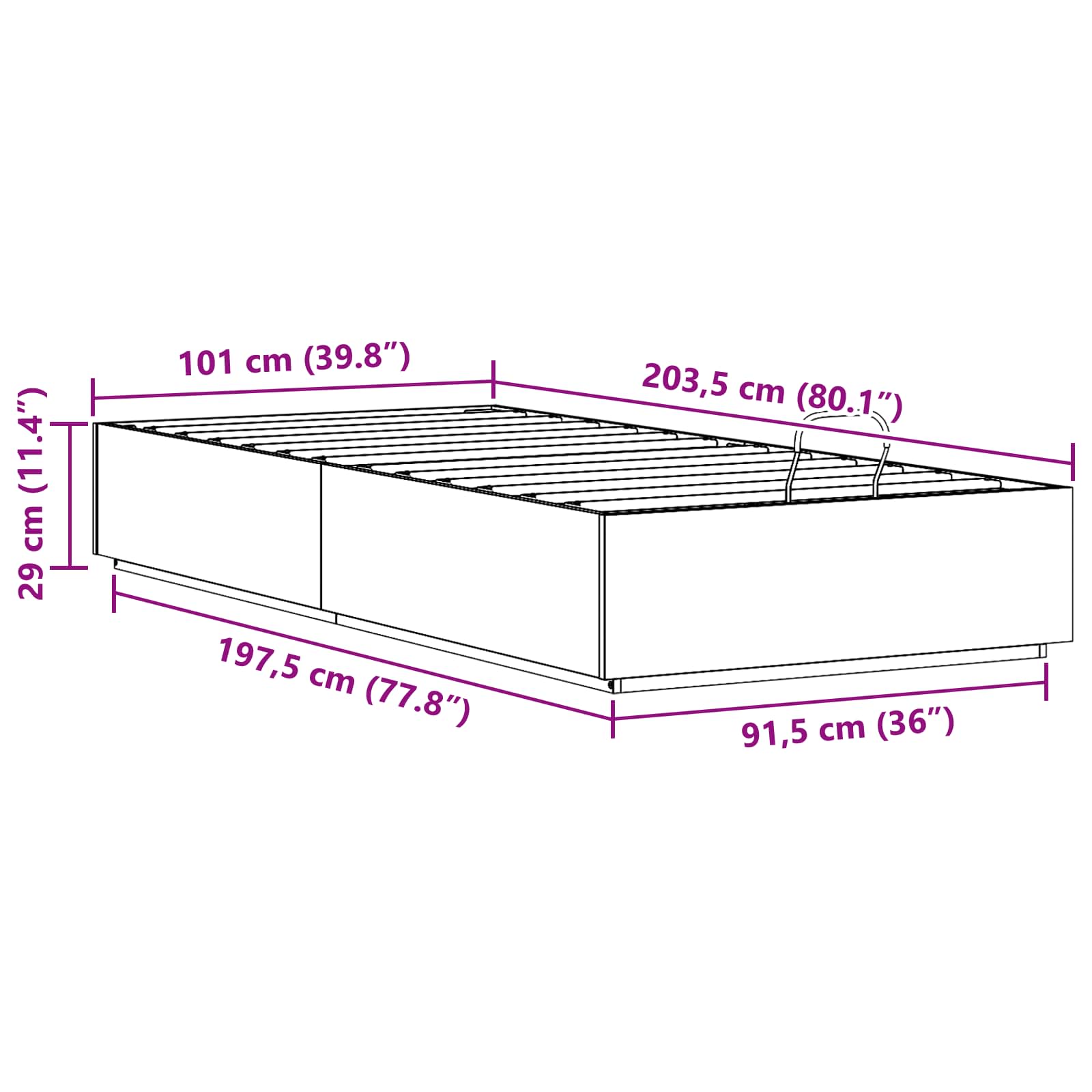 Ottoman Bedframe Wit 100 x 200 cm Massief grenenhout image 12