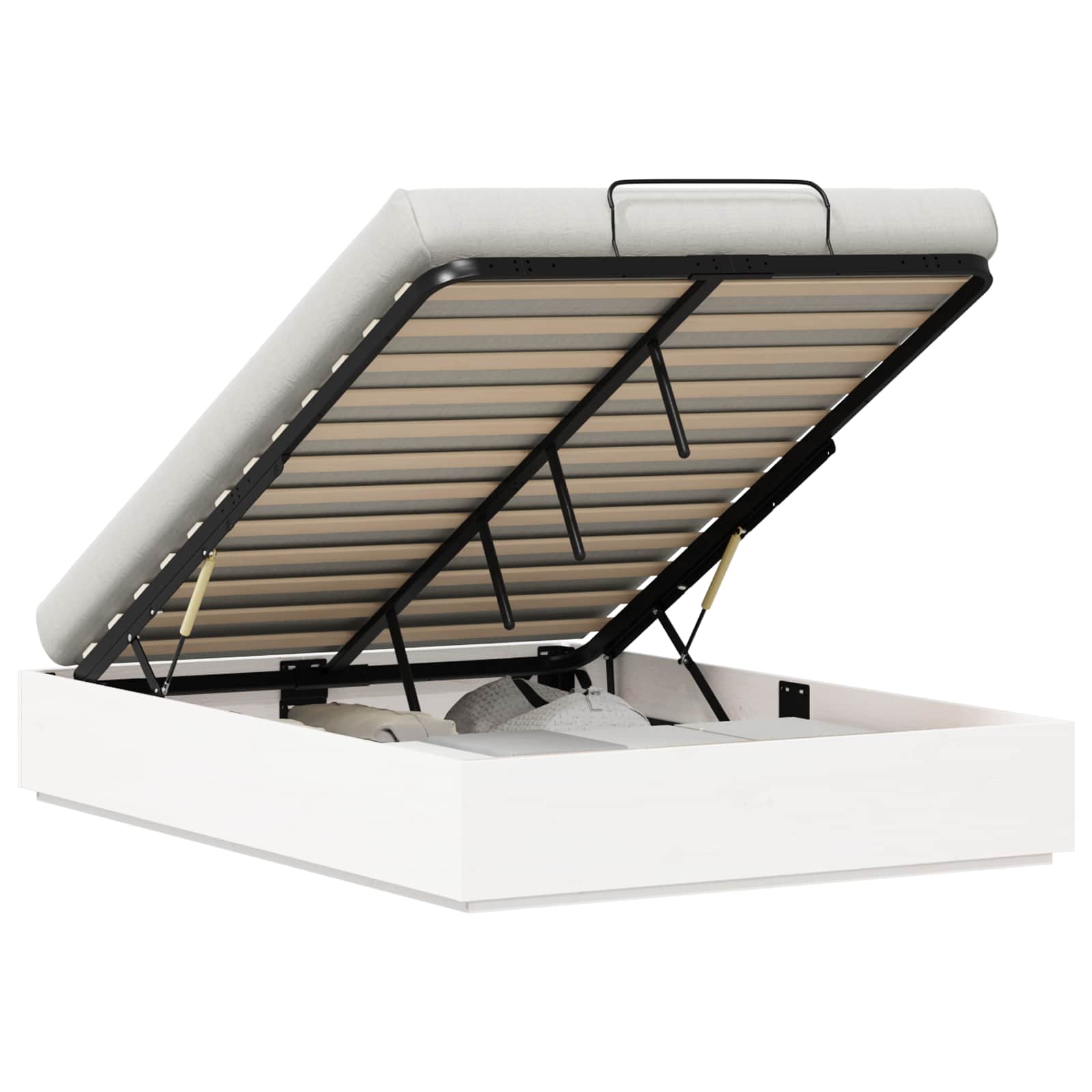 Ottomanska postelja Bela 140 x 200 cm Masivna borovina - slika 3