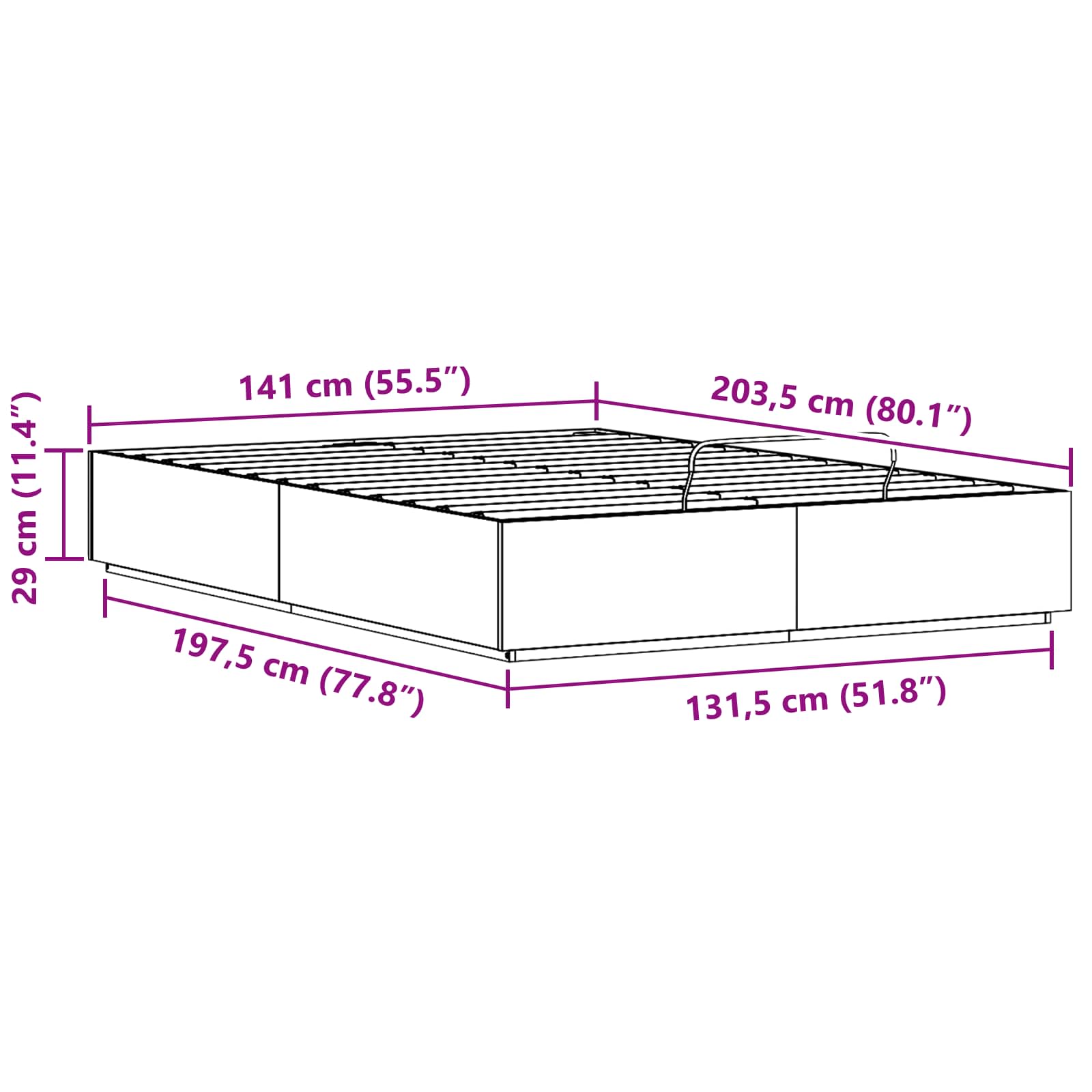 Ottoman Bedframe Wasbruin 140 x 200 cm Massief grenenhout image 10