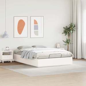 Ottoman postel Bílý 160 x 200 cm Masivní borovice - obrázek 4