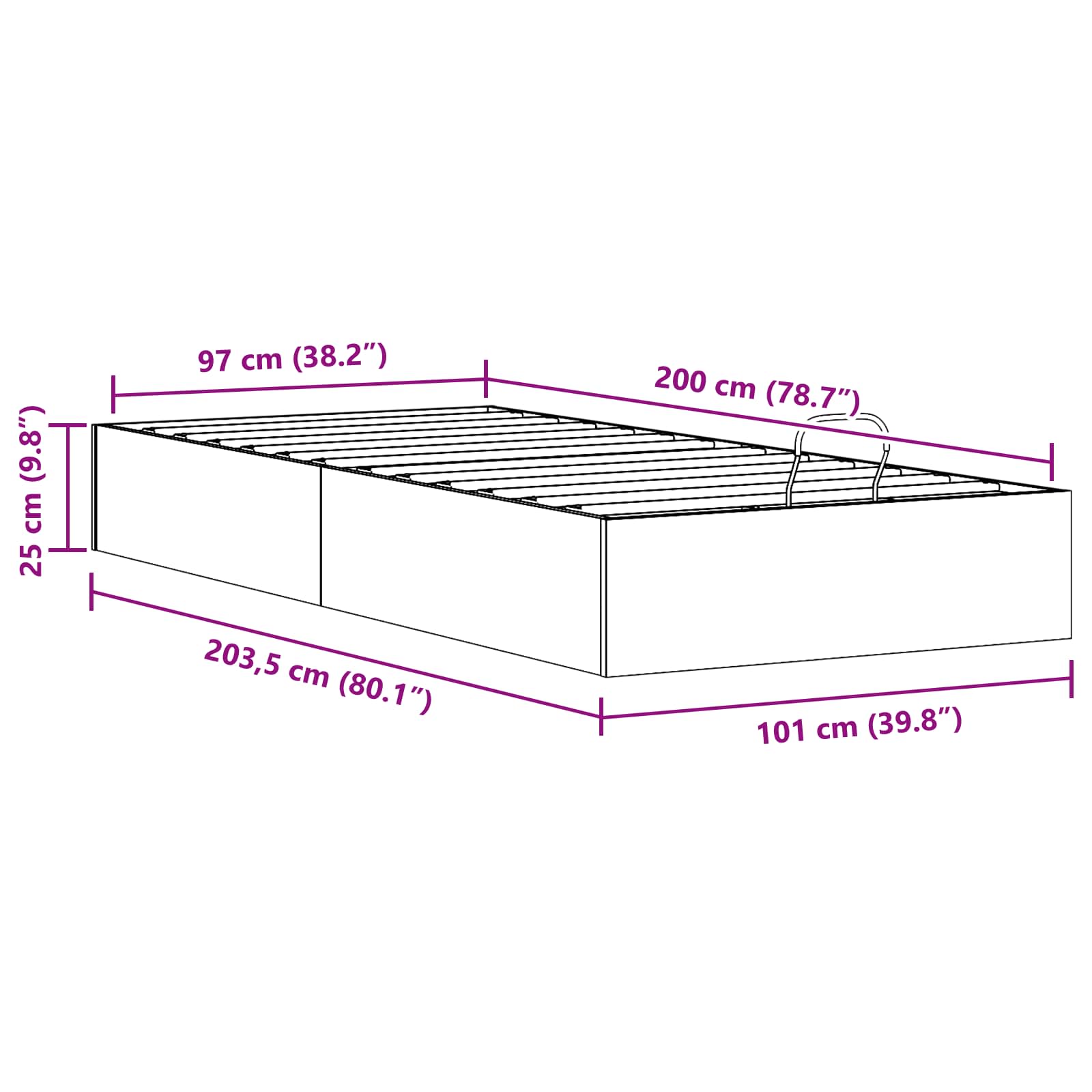 Ottoman Bedframe met Opslag Wit 100 x 200 cm Massief grenenhout image 12