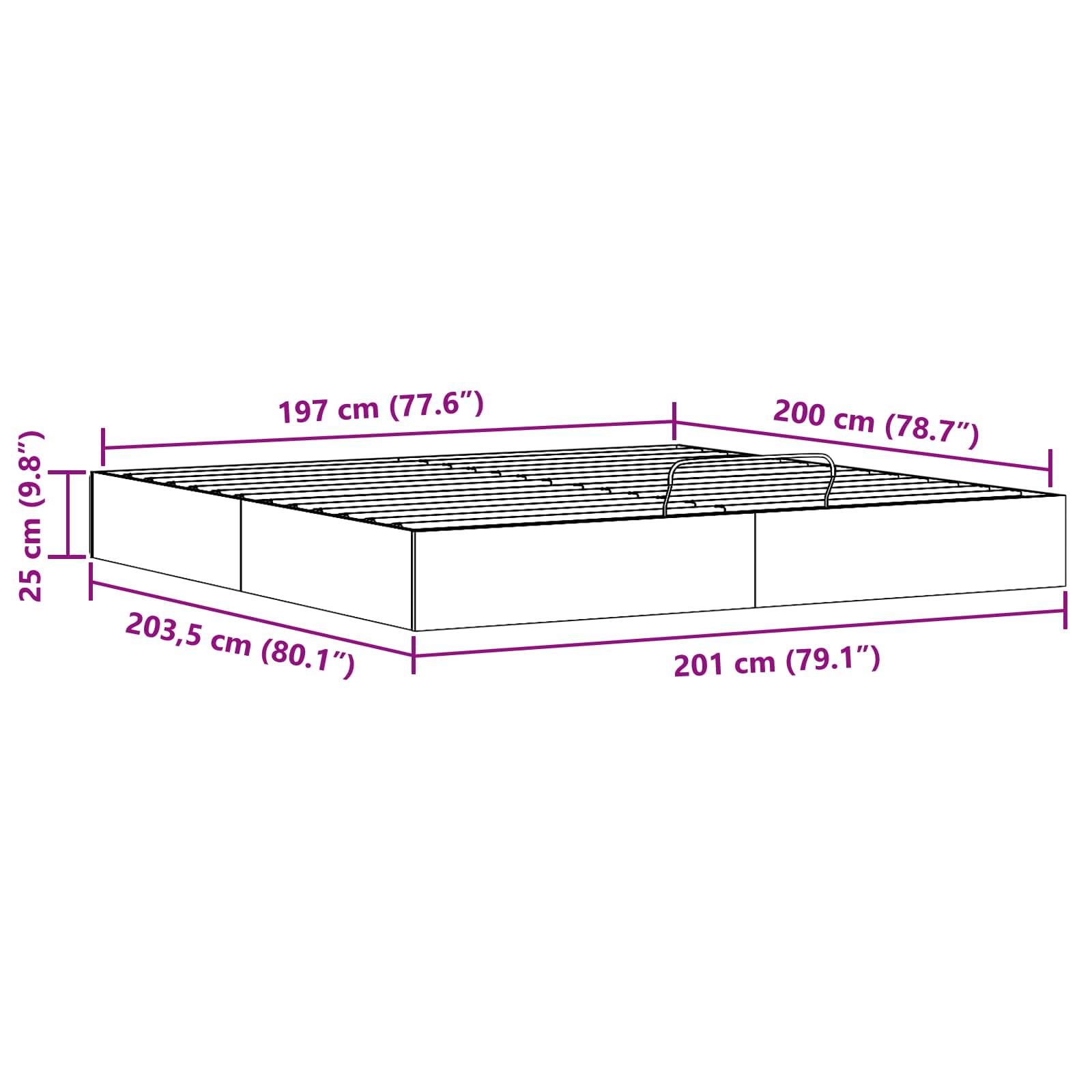 Otomanová postel s úložným prostorem Voskově Hnědá 200 x 200 cm - obrázek 10
