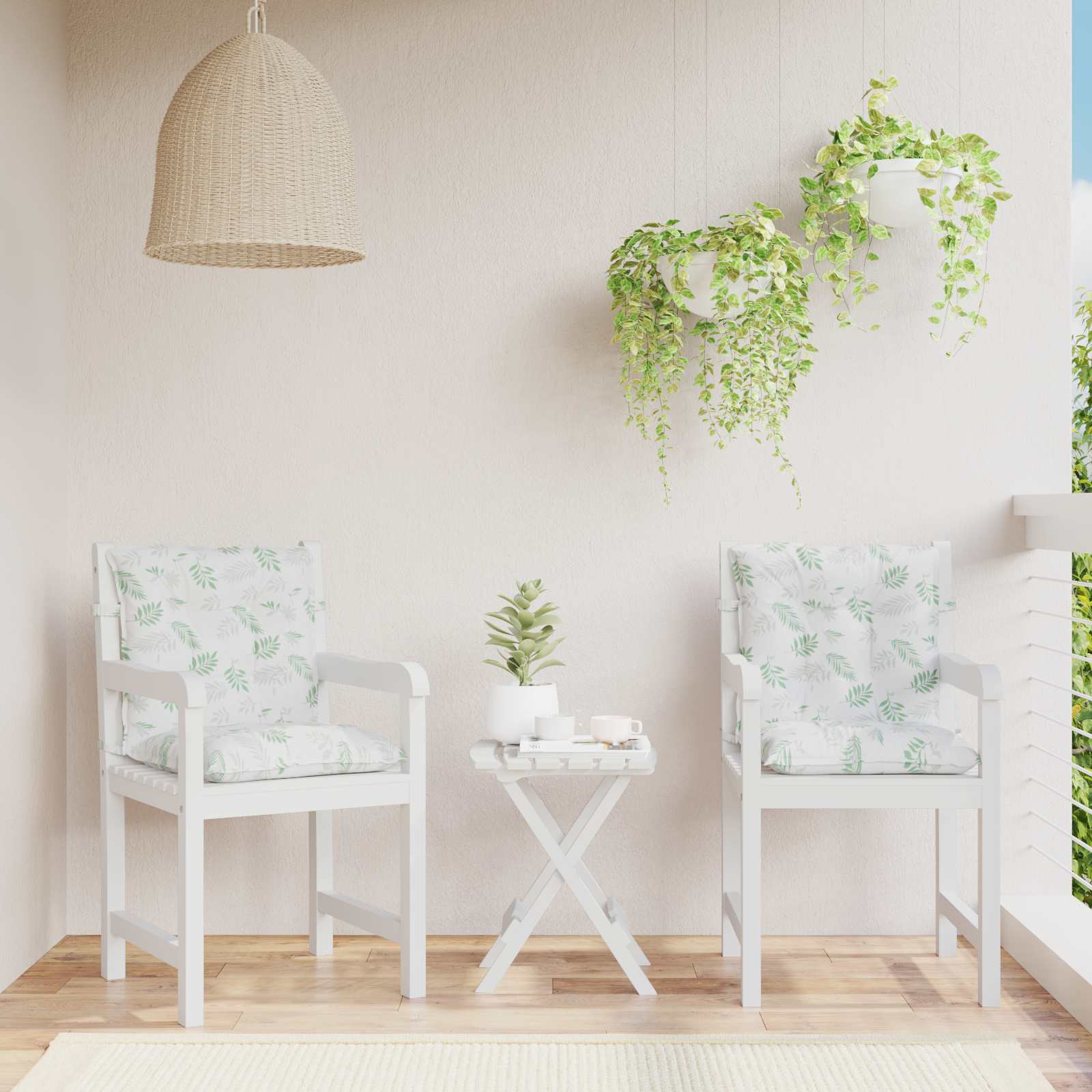 vidaXL Perne pentru exterior 2 pcs Model cu frunze fine Țesătură