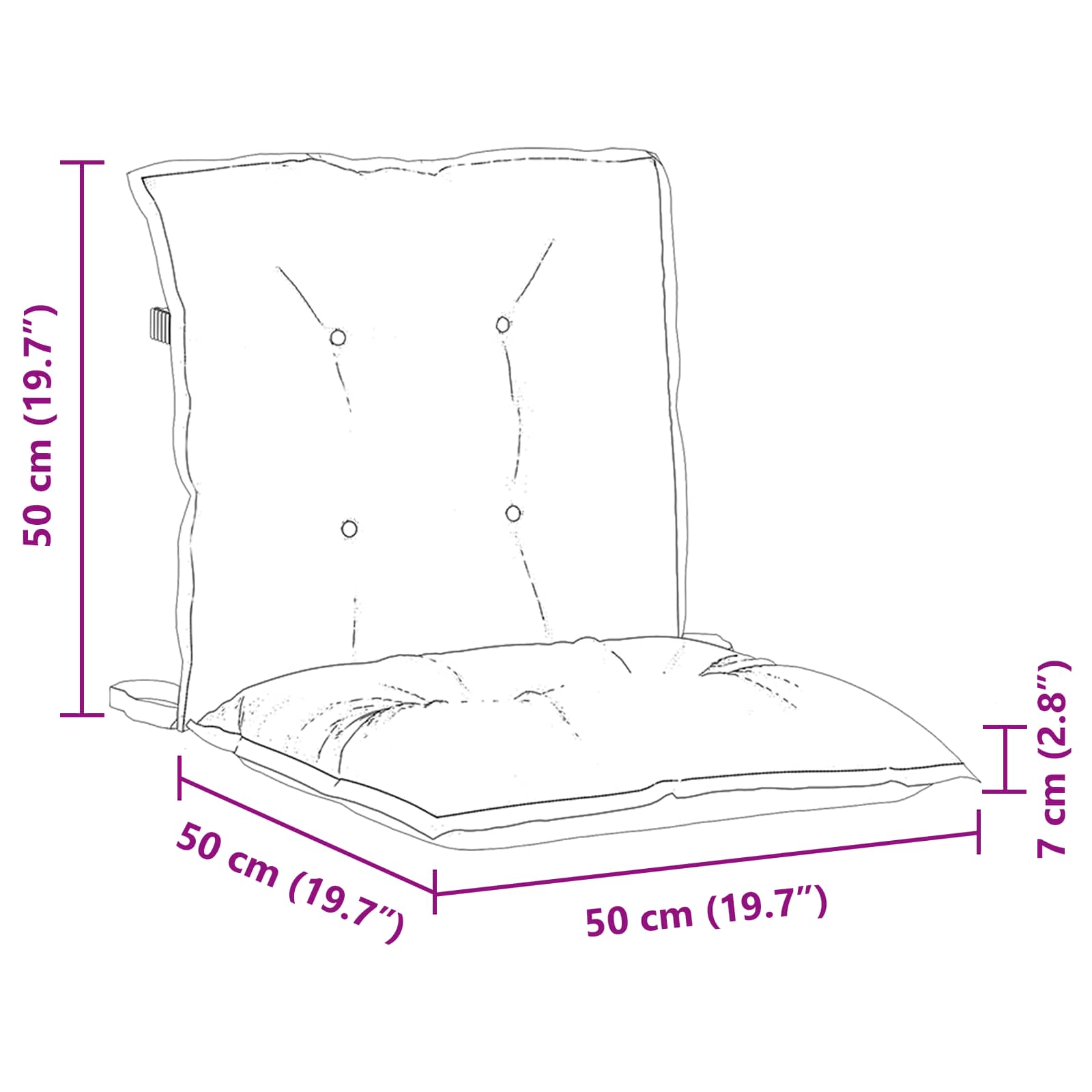Lowback Stoelkussen Blad 6 pcs Wit 100 x 50 x 7 cm oxford image 11