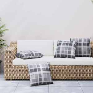Zunanja blazina Karirano 4 pcs Siv karirani 40 x 40 cm Blago