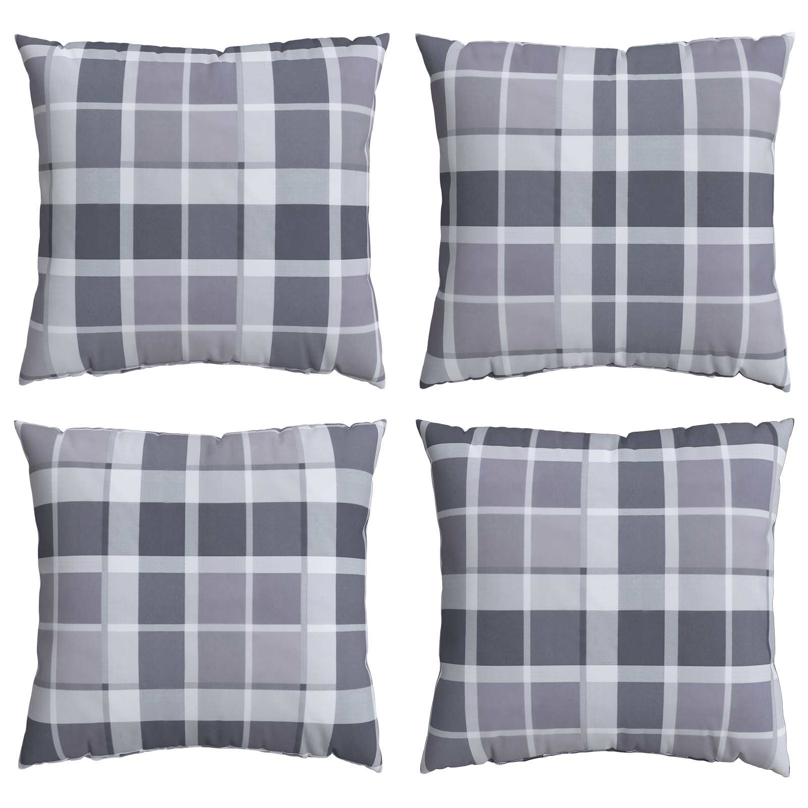Buiten Kussen Geruit 4 pcs Grijs Ruit 60 x 60 cm Stof image 2