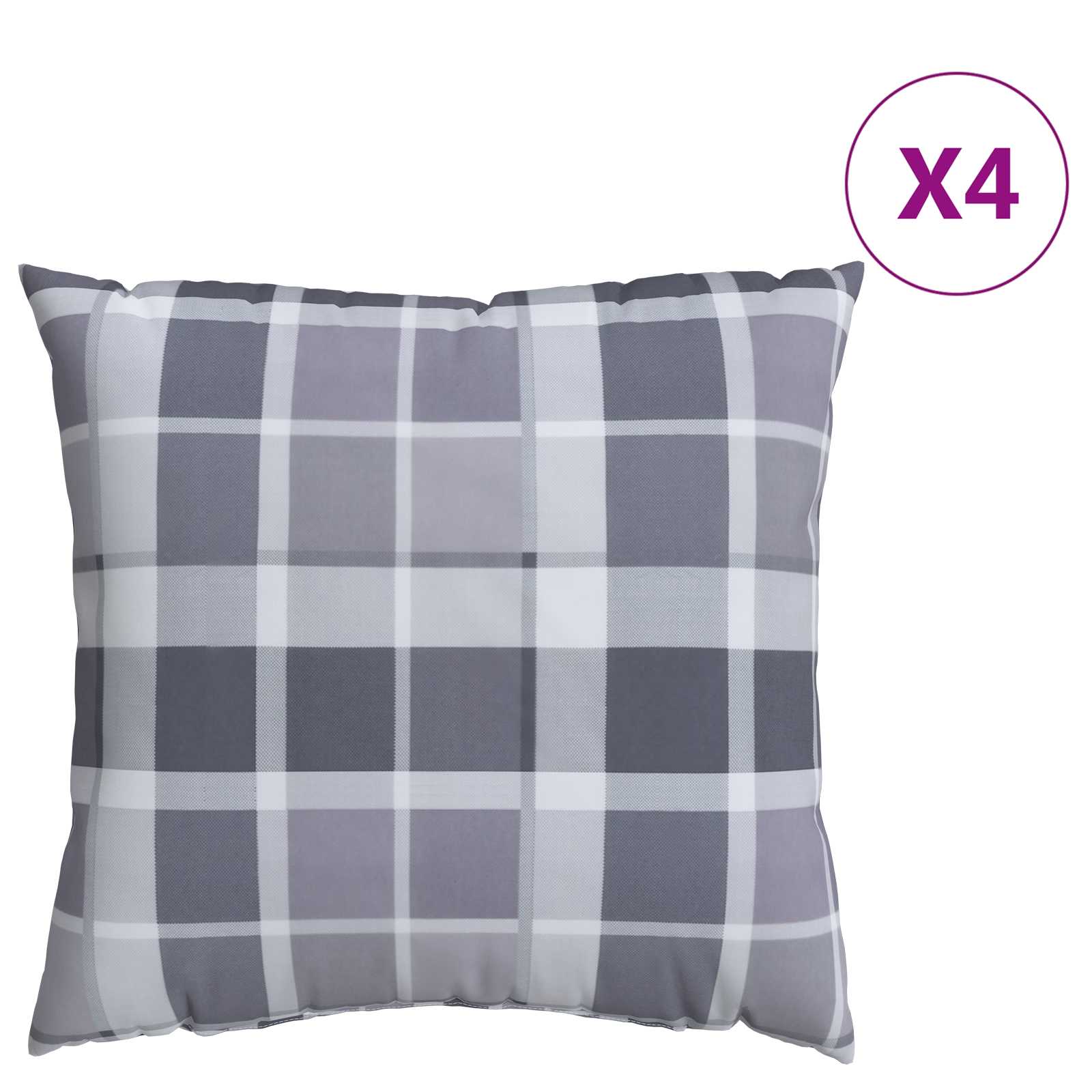 Buiten Kussen Geruit 4 pcs Grijs Ruit 60 x 60 cm Stof image 3
