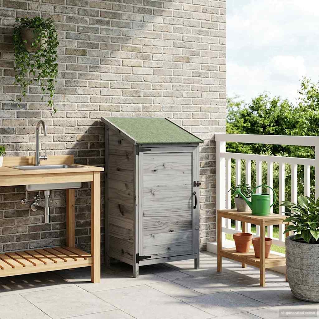 Tuinschuur Grijs 59 x 56 x 113,5 cm Bewerkt hout image 3