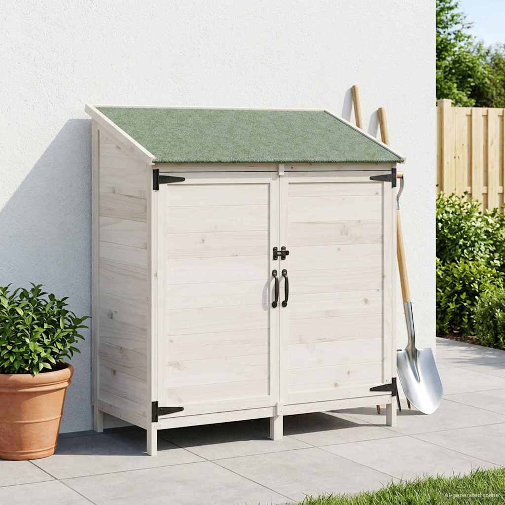 Tuinschuur Wit 106,5 x 56 x 113,5 cm Bewerkt hout image 1