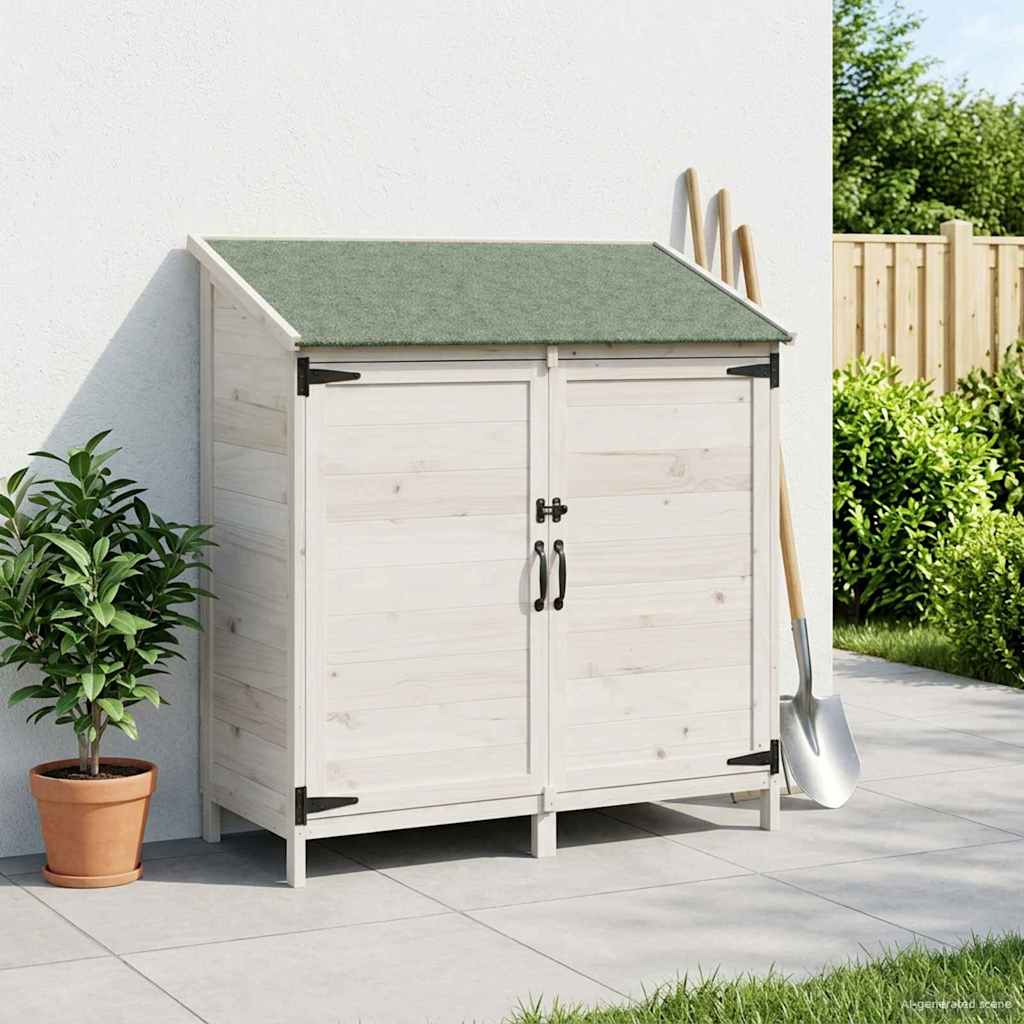 Tuinschuur Wit 106,5 x 56 x 113,5 cm Bewerkt hout image 3