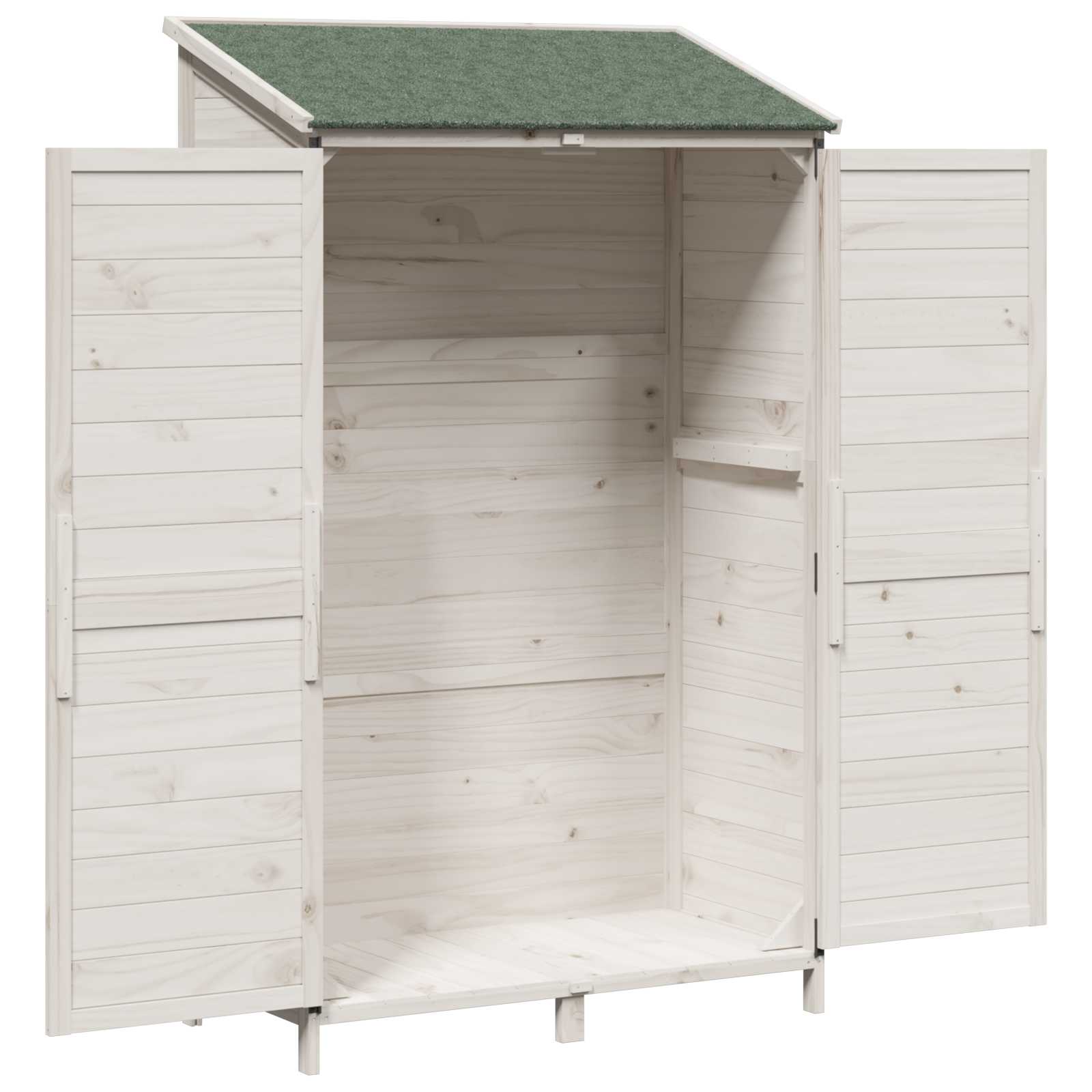 Tuinschuur Wit 106,5 x 56 x 176 cm Bewerkt hout image 4