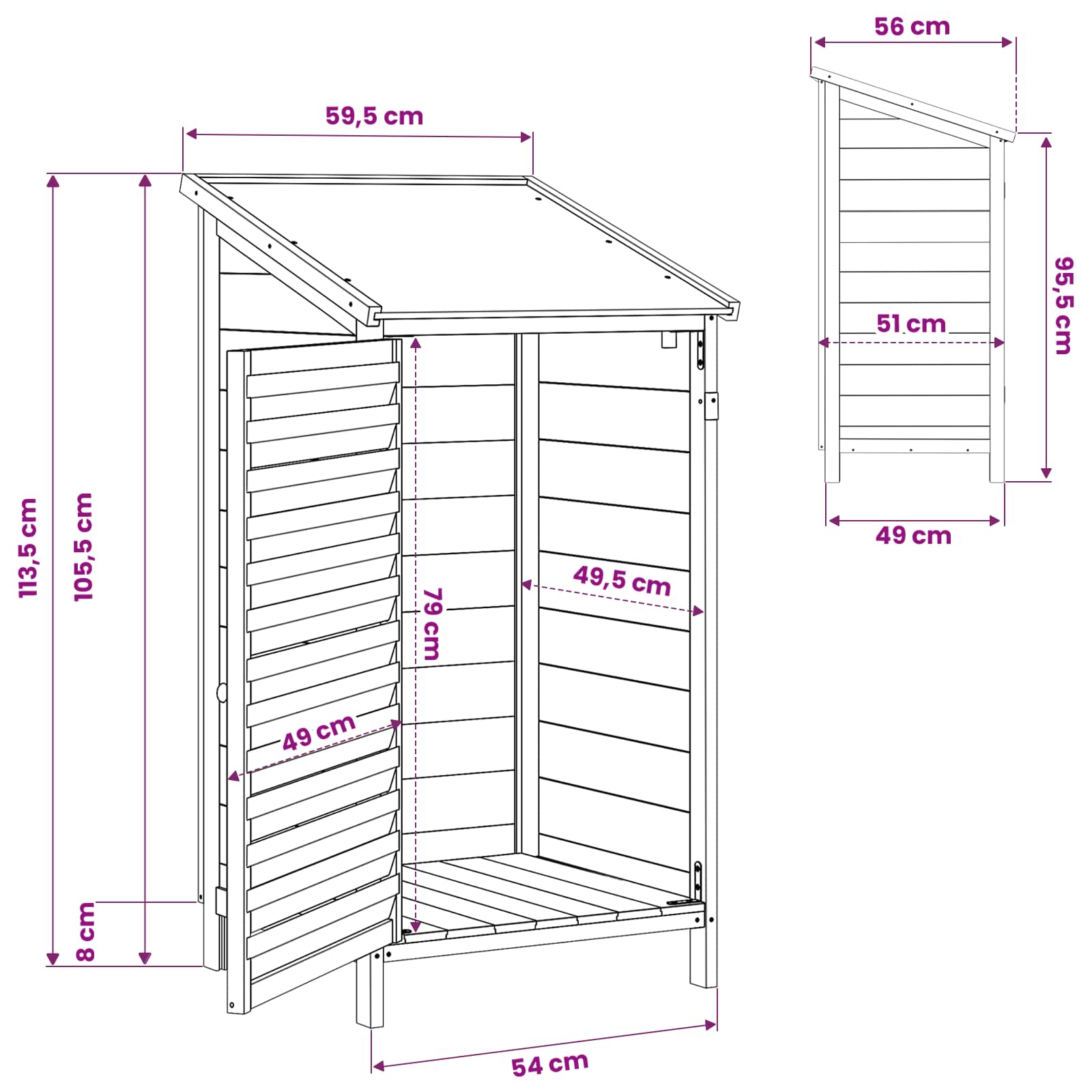Tuinschuur Grijs 59 x 56 x 113,5 cm Massief Vurenhout image 11
