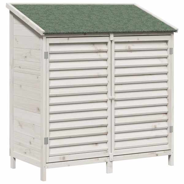 vidaXL Aiashed katusega Valge 106 x 56 x 113,5 cm Tugev kuusepuit