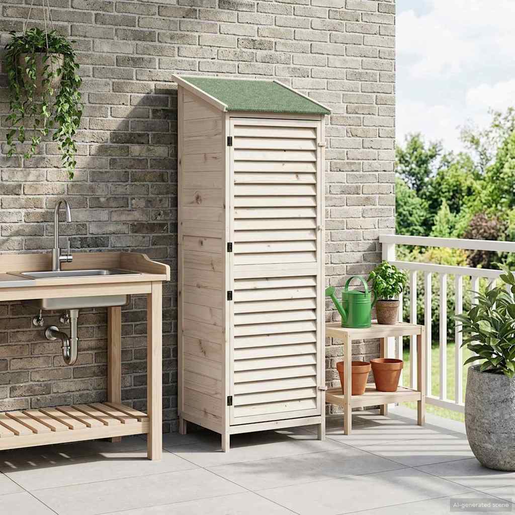 Tuinschuur Wit 59 x 56 x 176 cm Massief Vurenhout image 1