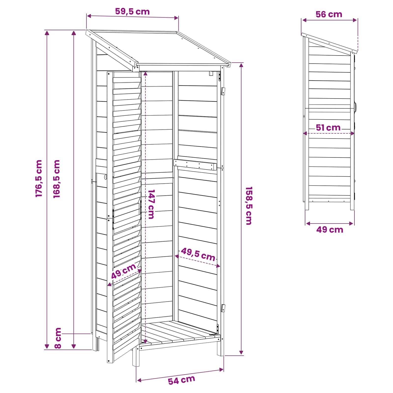Tuinschuur Wit 59 x 56 x 176 cm Massief Vurenhout image 11