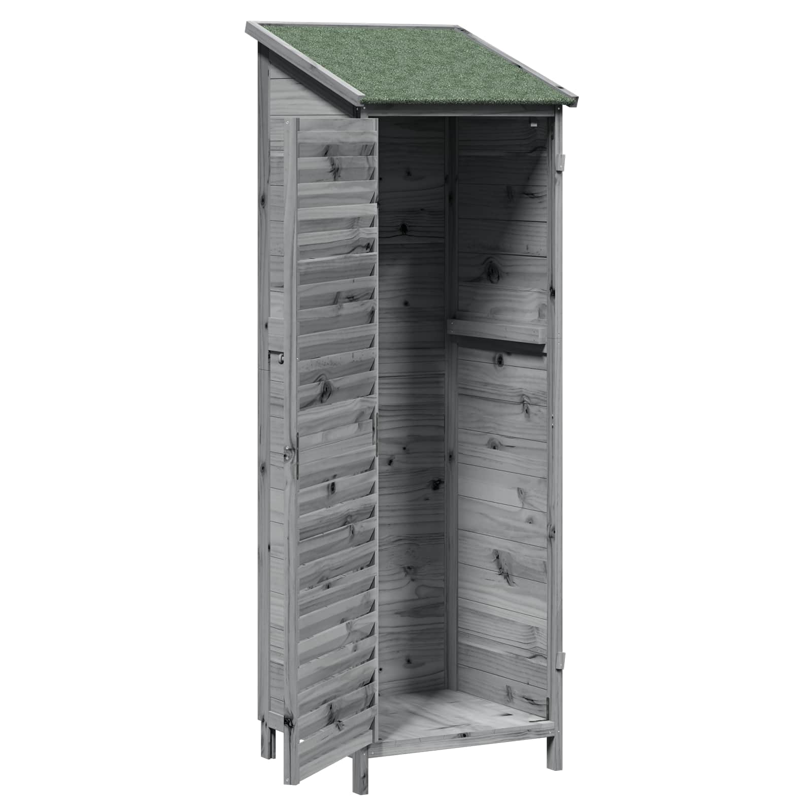 Tuinschuur Grijs 59 x 56 x 176 cm Massief Vurenhout image 4