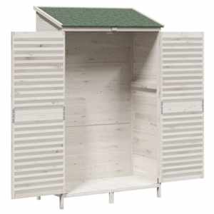 Zahradní shed Bílá 106 x 56 x 176,5 cm Masivní jedlové dřevo - obrázek 4