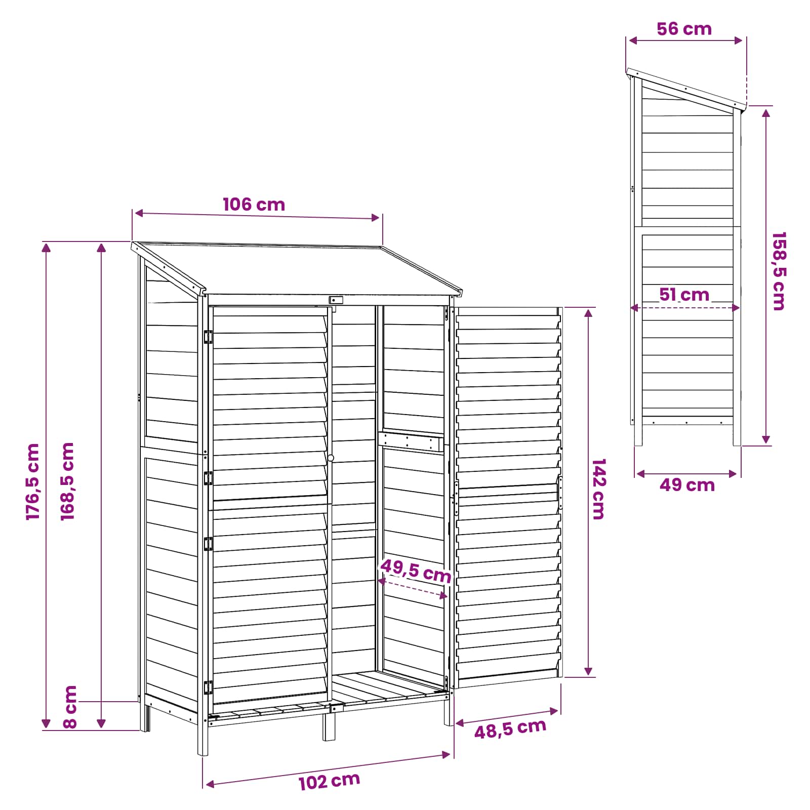 Tuinschuur Grijs 106 x 56 x 176,5 cm Massief Vurenhout image 11