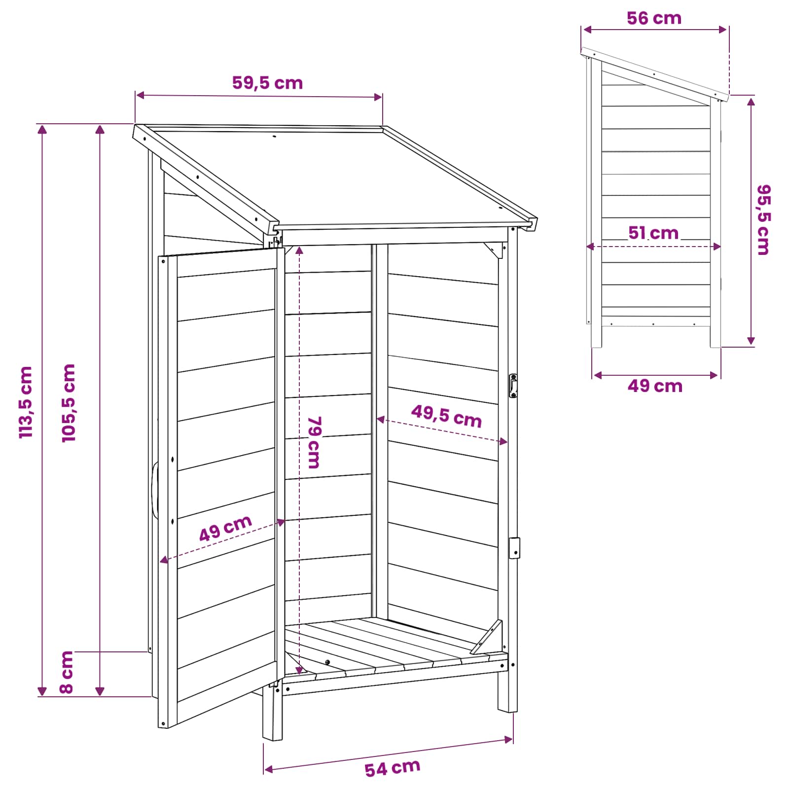 Tuinschuur Grijs 59,5 x 56 x 113,5 cm Bewerkt hout image 11