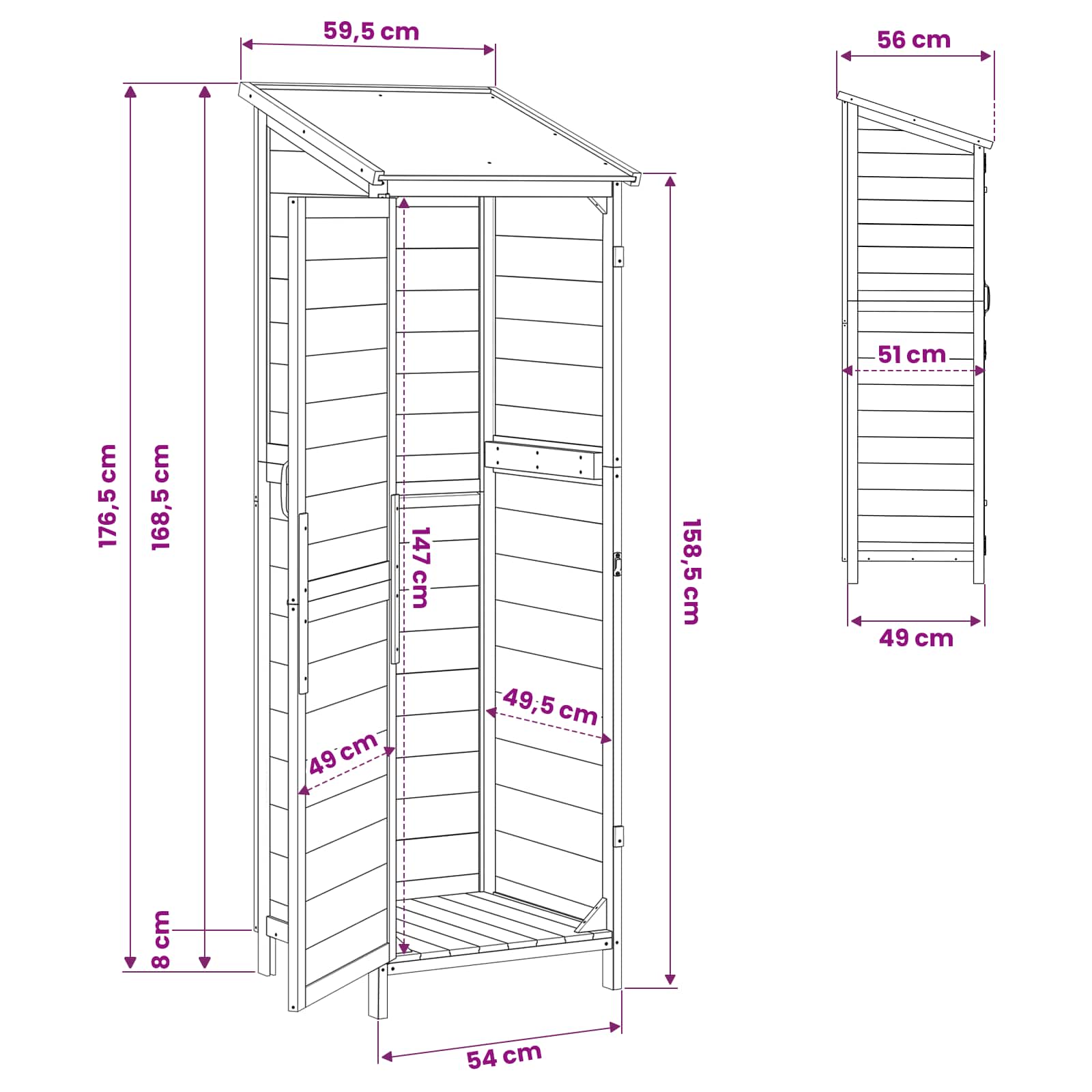 Tuinschuur Grijs 59,5 x 56 x 176,5 cm Bewerkt hout image 11