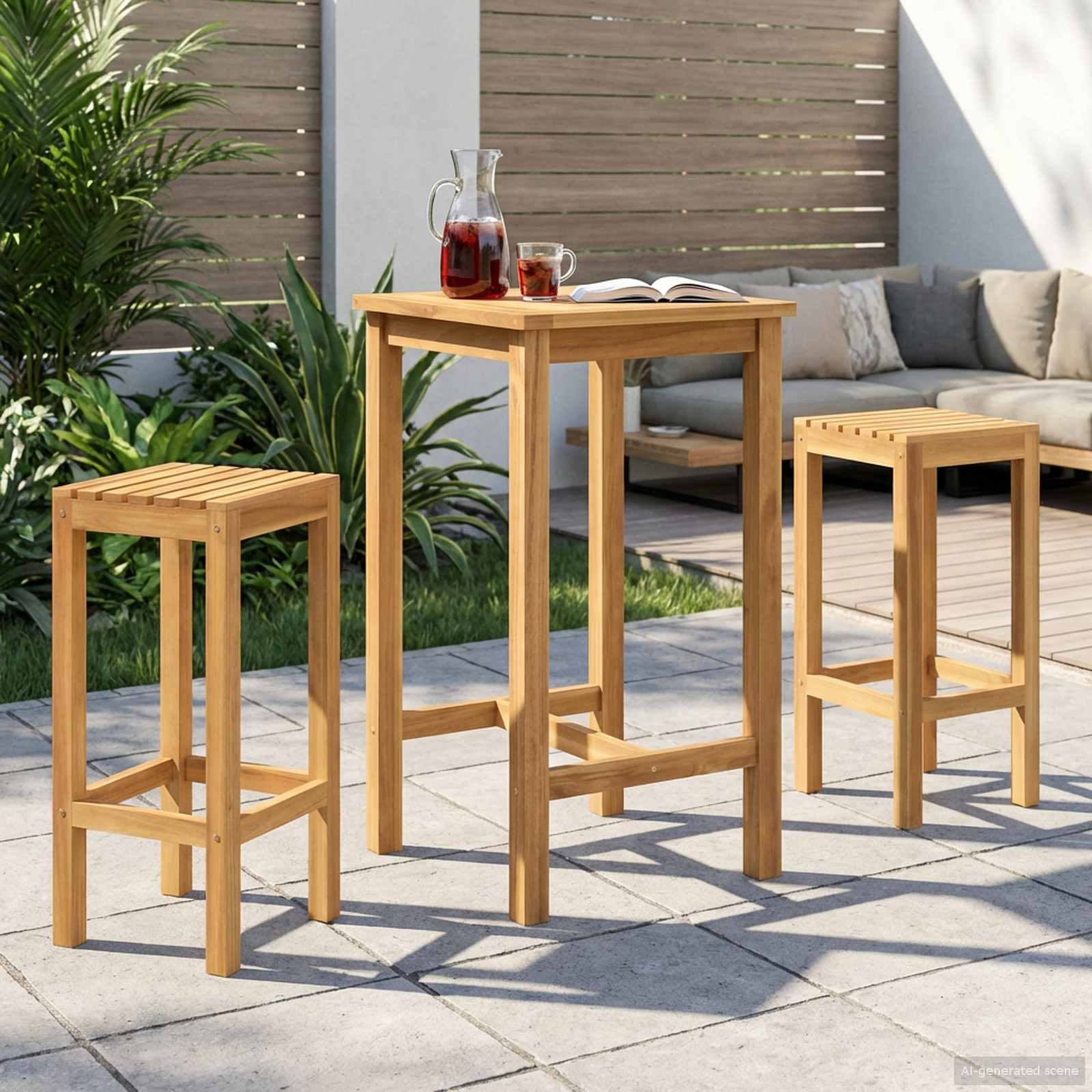 Buitenbarset 3 pcs Onbehandeld Massief Teakhout image 1