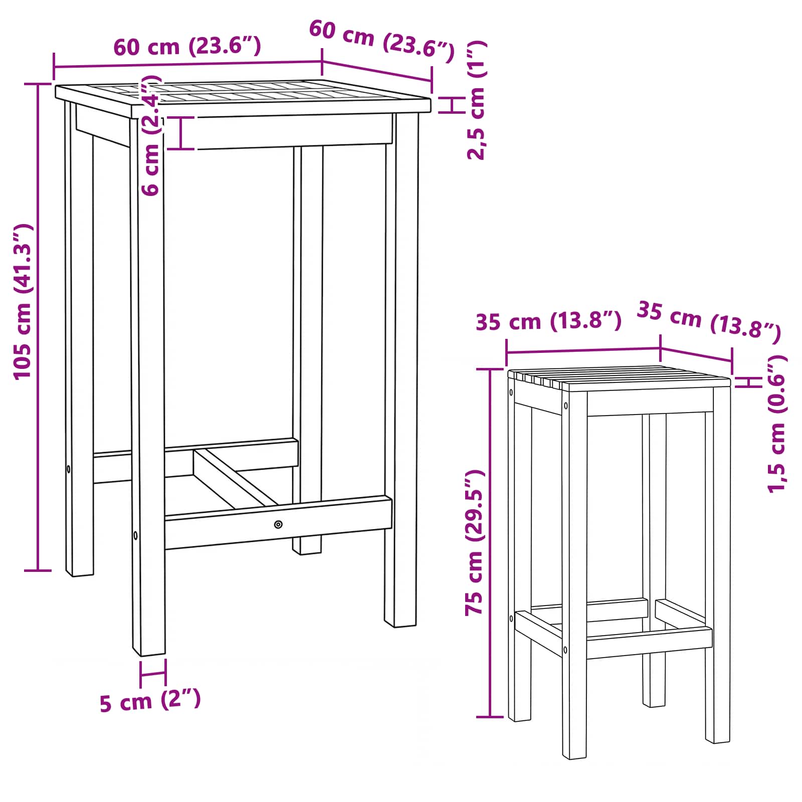 Buitenbarset 3 pcs Onbehandeld Massief Teakhout image 8