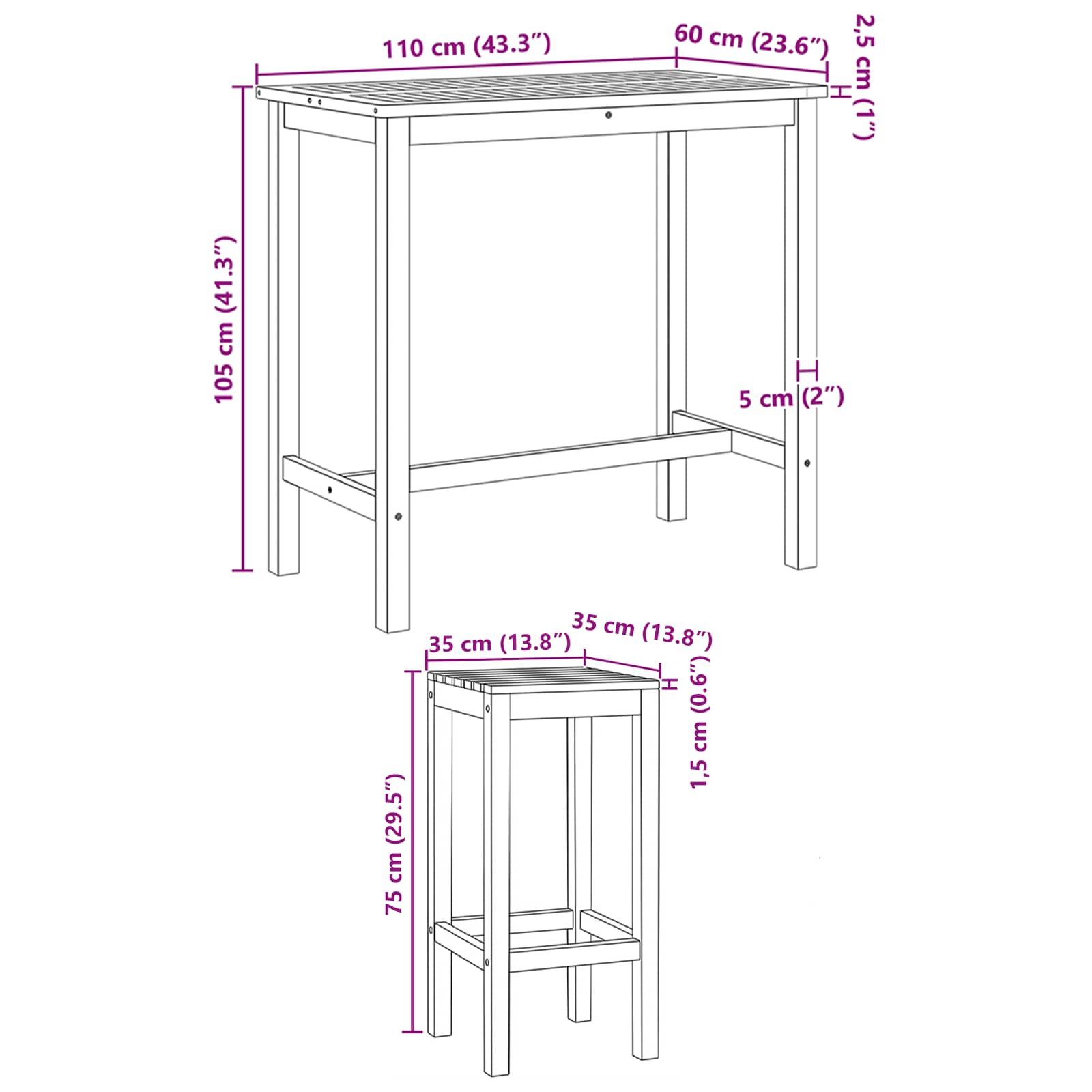 Buitenbarset 5 pcs Onbehandeld Massief Teakhout image 8