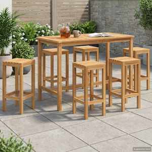 zunanji barski set 7 pcs Neobdelano Trden tikov les