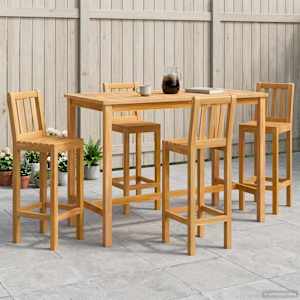 zunanji barski set 5 pcs Naravna Trden tikov les