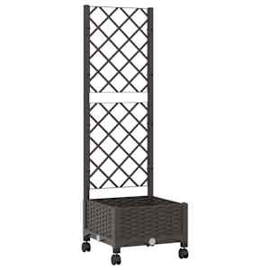 vidaXL Aia istutuskast trellise ja ratastega Pruun 40 x 40 x 131,5 cm