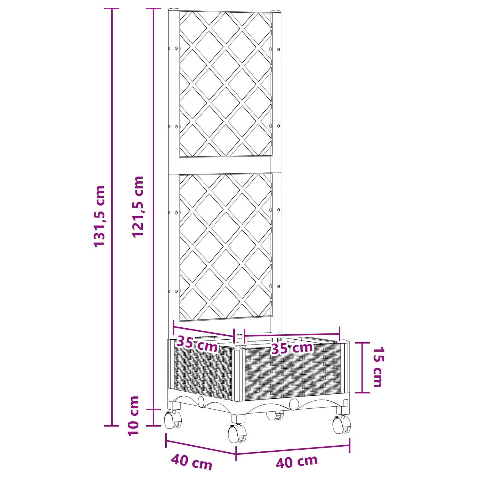 Vrtni sadilnik s srežnikom in kolesi Rjava 40 x 40 x 131,5 cm - slika 8