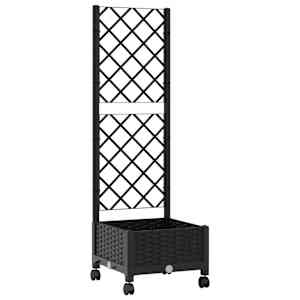 vidaXL Aia istutuskast trellise ja ratastega Must 40 x 40 x 131,5 cm