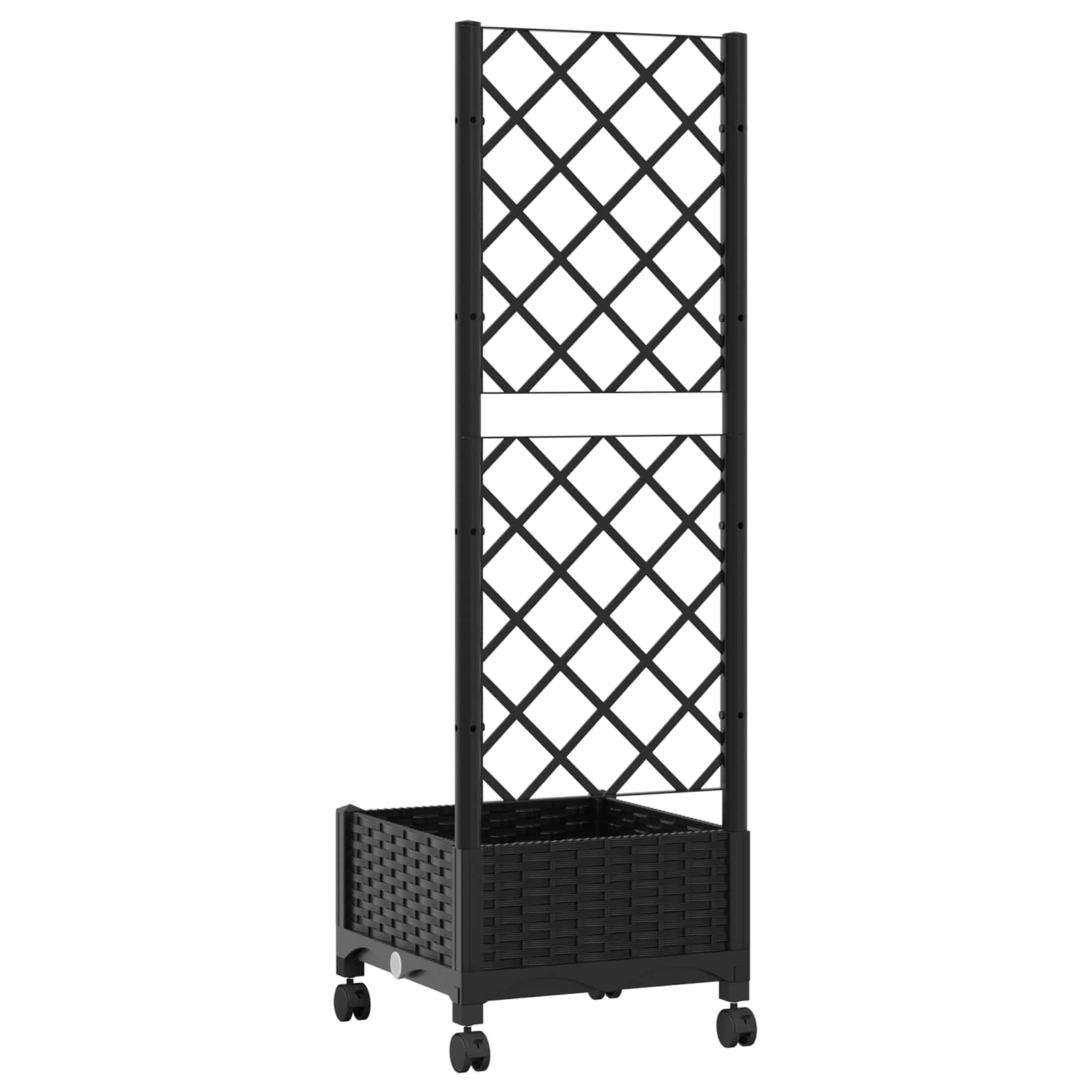 Tuinplantbak met schutting en wielen Zwart 40 x 40 x 131,5 cm image 5