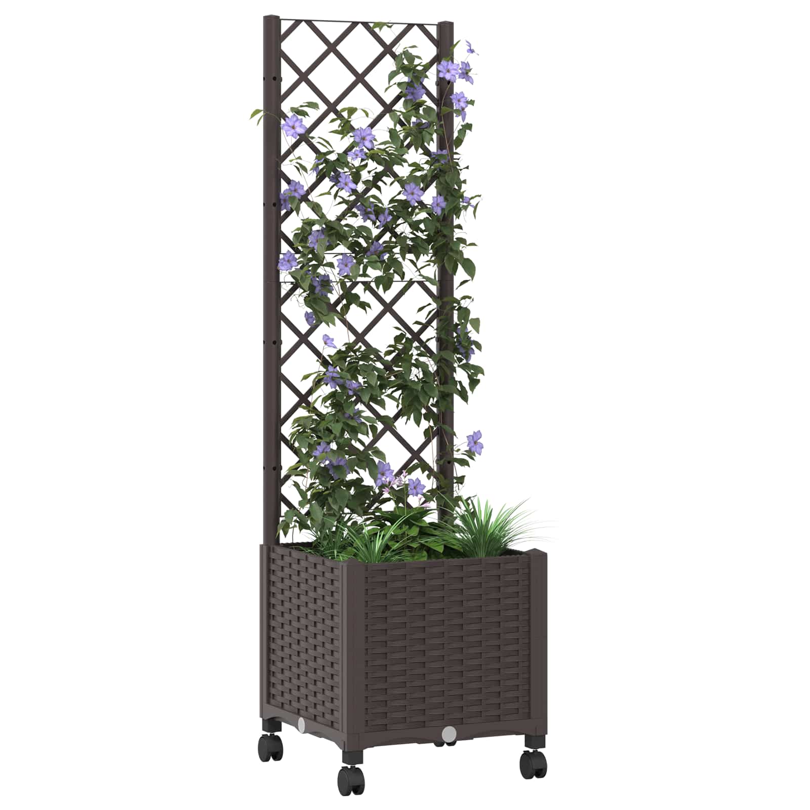 Vrtni sadilnik s srežnikom in kolesi Rjava 40 x 40 x 146 cm PP - slika 3