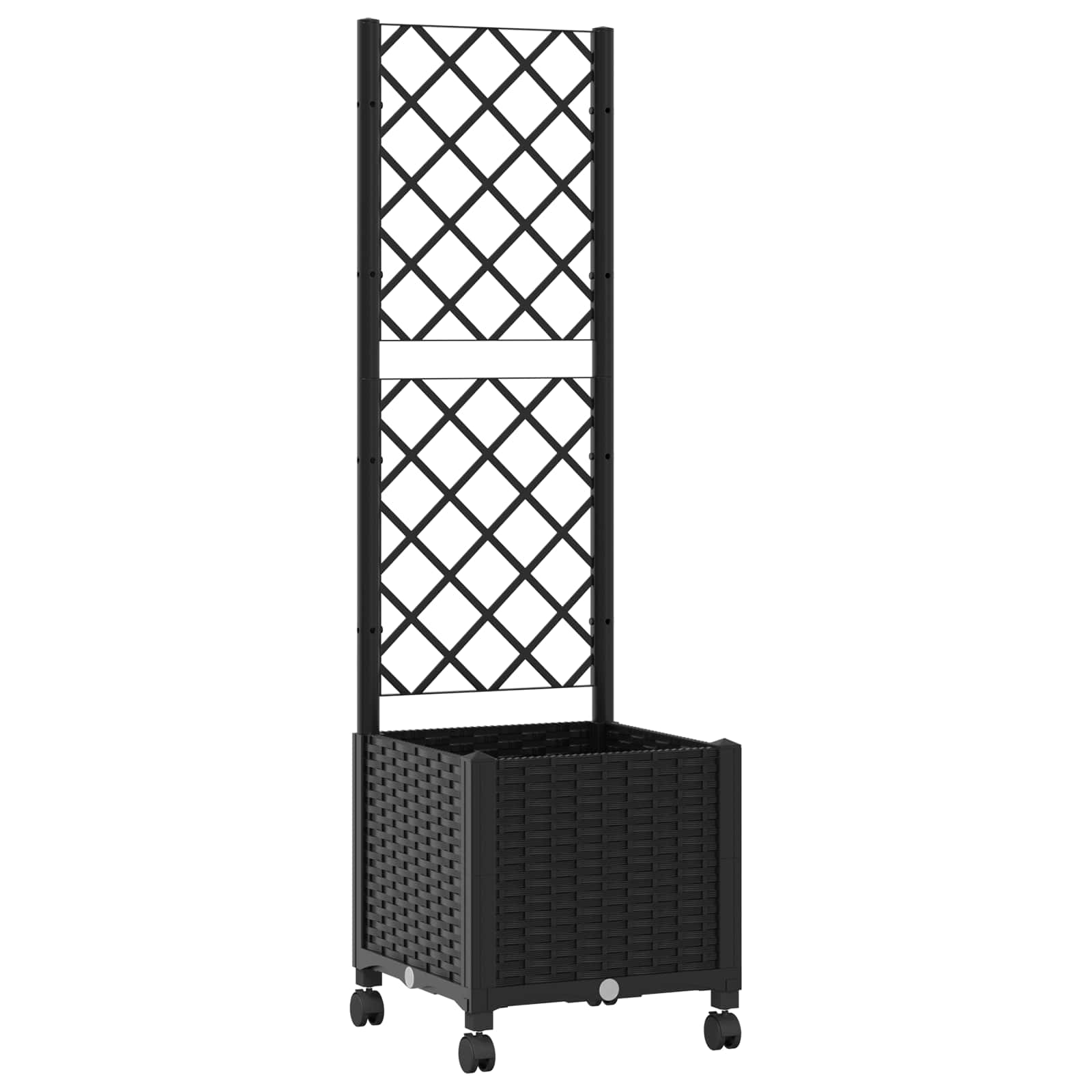 Tuinplantbak met schutting en wielen Zwart 40 x 40 x 146 cm PP image 2