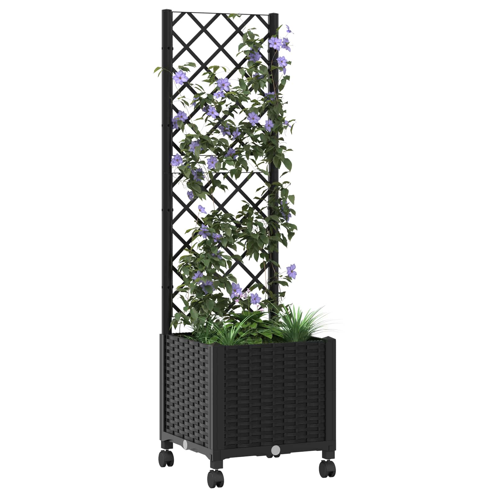 Tuinplantbak met schutting en wielen Zwart 40 x 40 x 146 cm PP image 3
