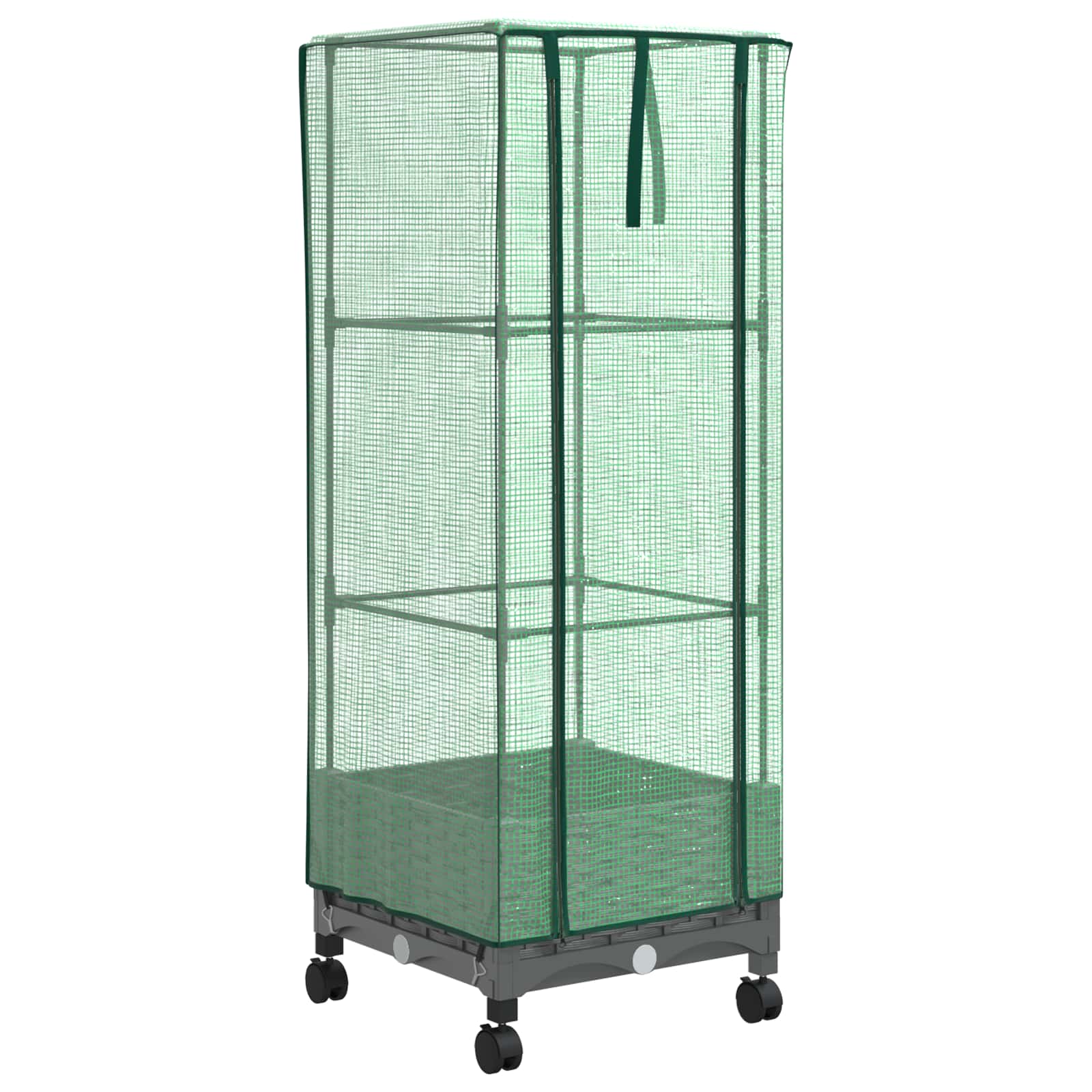 Tuinplantenbak met Kasbedekking en Wielen Lichtgrijs PP image 2