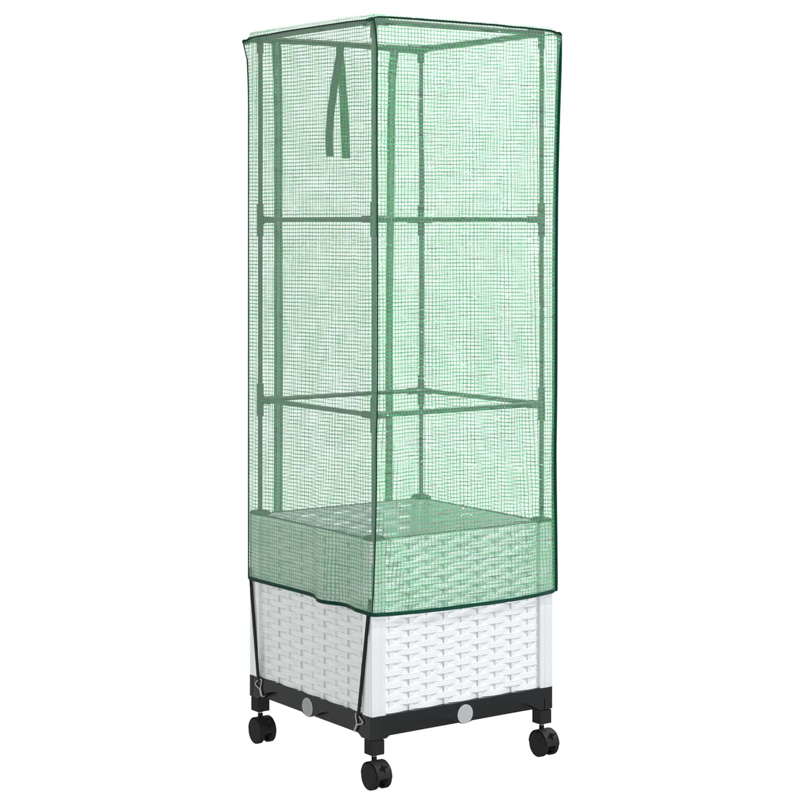 Tuinplantenbak met Kasbedekking en Wielen Wit 40 x 40 x 145 cm image 4