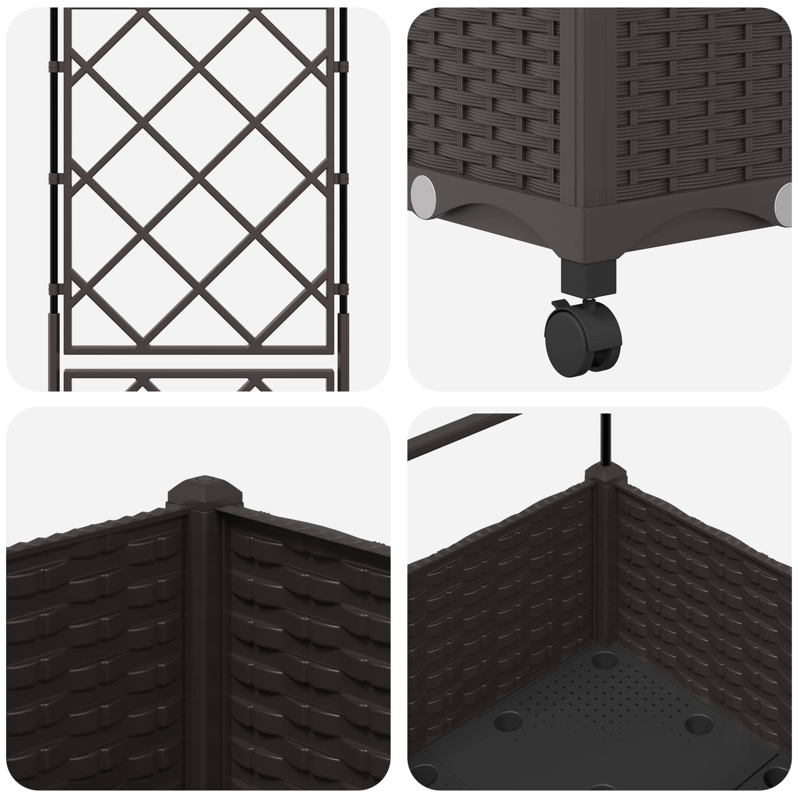 Tuinplantbak met schutting en wielen Bruin 40 x 40 x 131,5 cm image 5