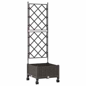 vidaXL Aia istutuskast trellise ja ratastega Pruun 40 x 40 x 131,5 cm