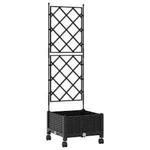 vidaXL Aia istutuskast trellise ja ratastega Must 40 x 40 x 131,5 cm