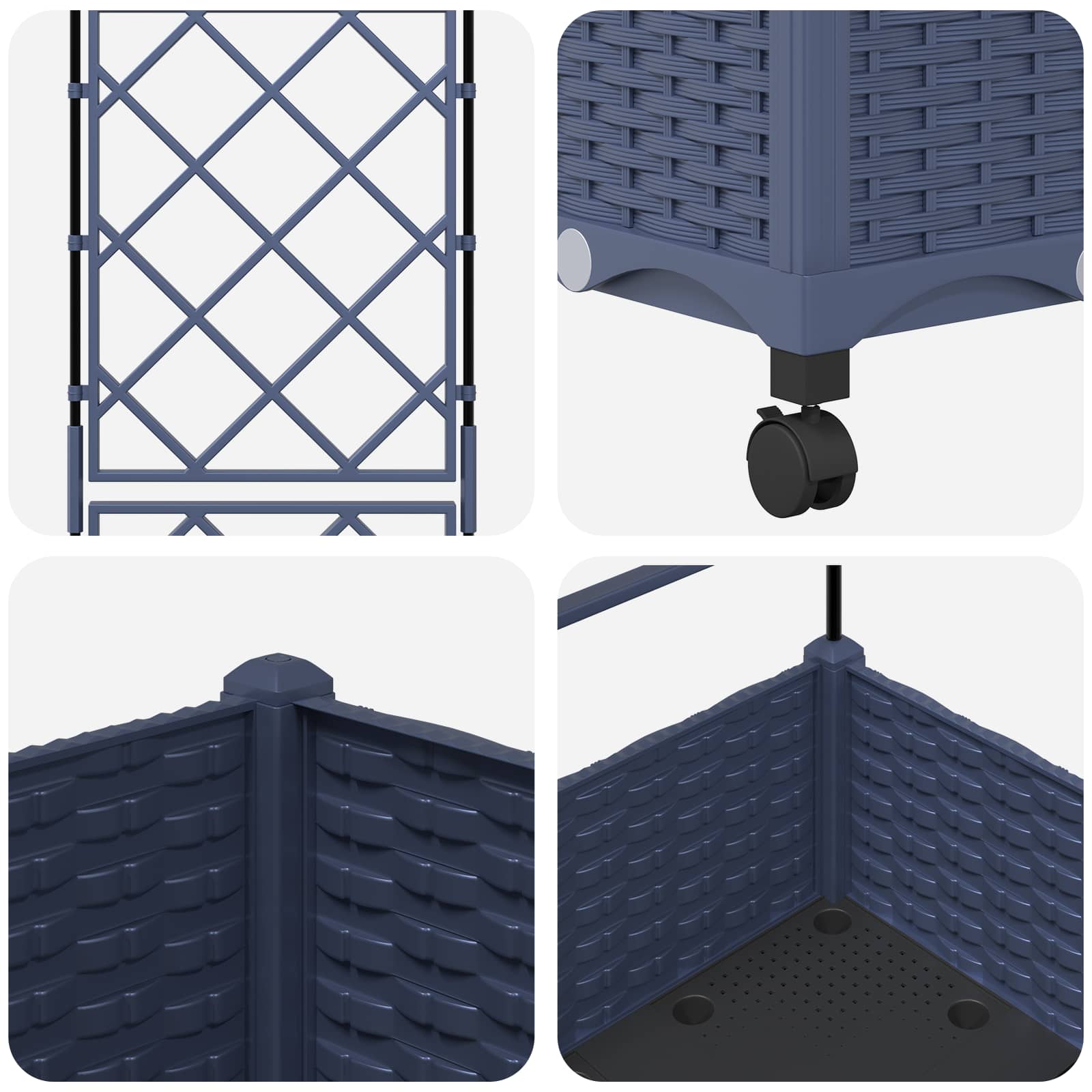Tuinplantbak met schutting en wielen Grijs 40 x 40 x 131,5 cm image 5