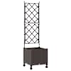 vidaXL Aia istutuskast trellise ja ratastega Pruun 40 x 40 x 149 cm PP