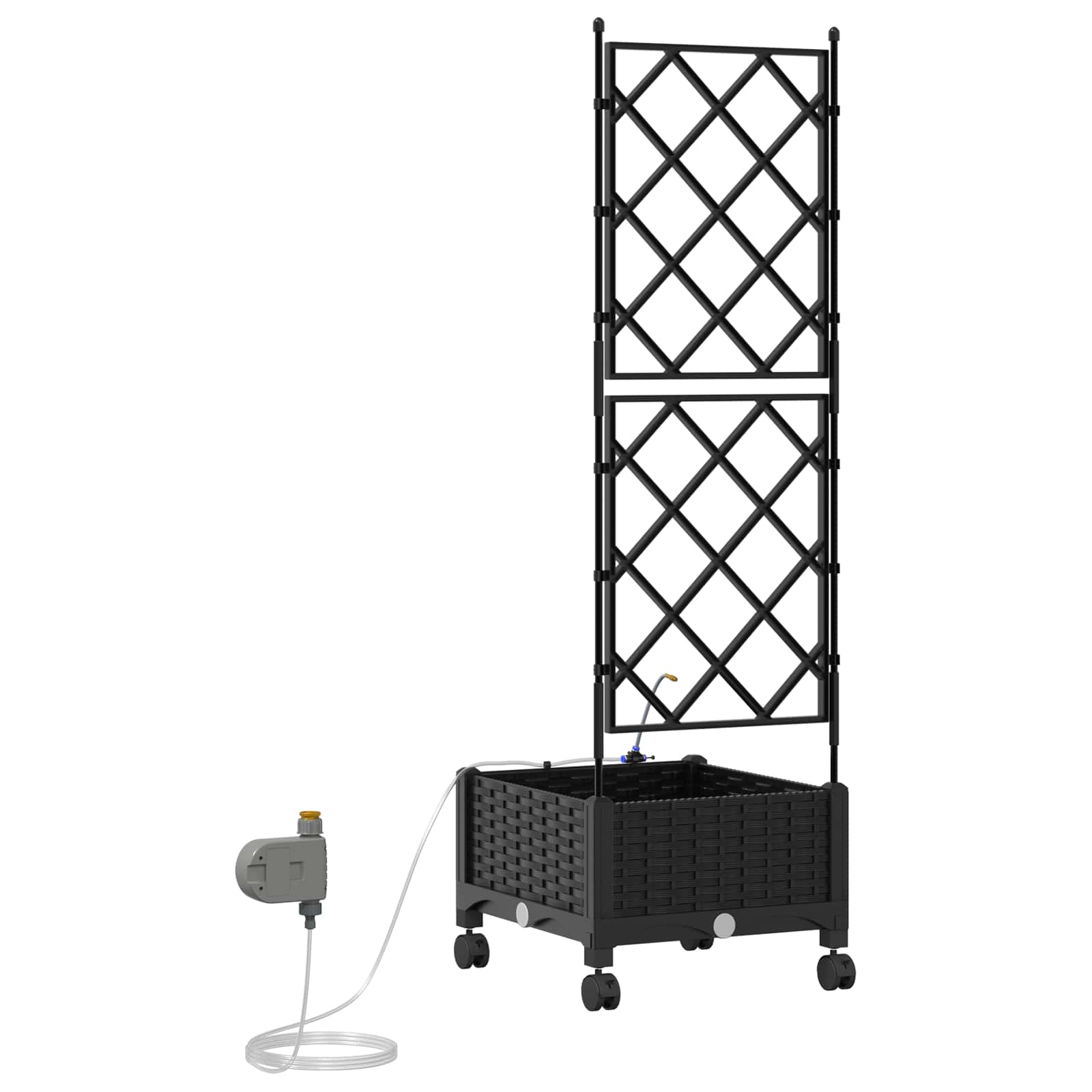 Tuin Pot met Irrigatie en Wielen Zwart 40 x 40 x 132 cm PP image 4