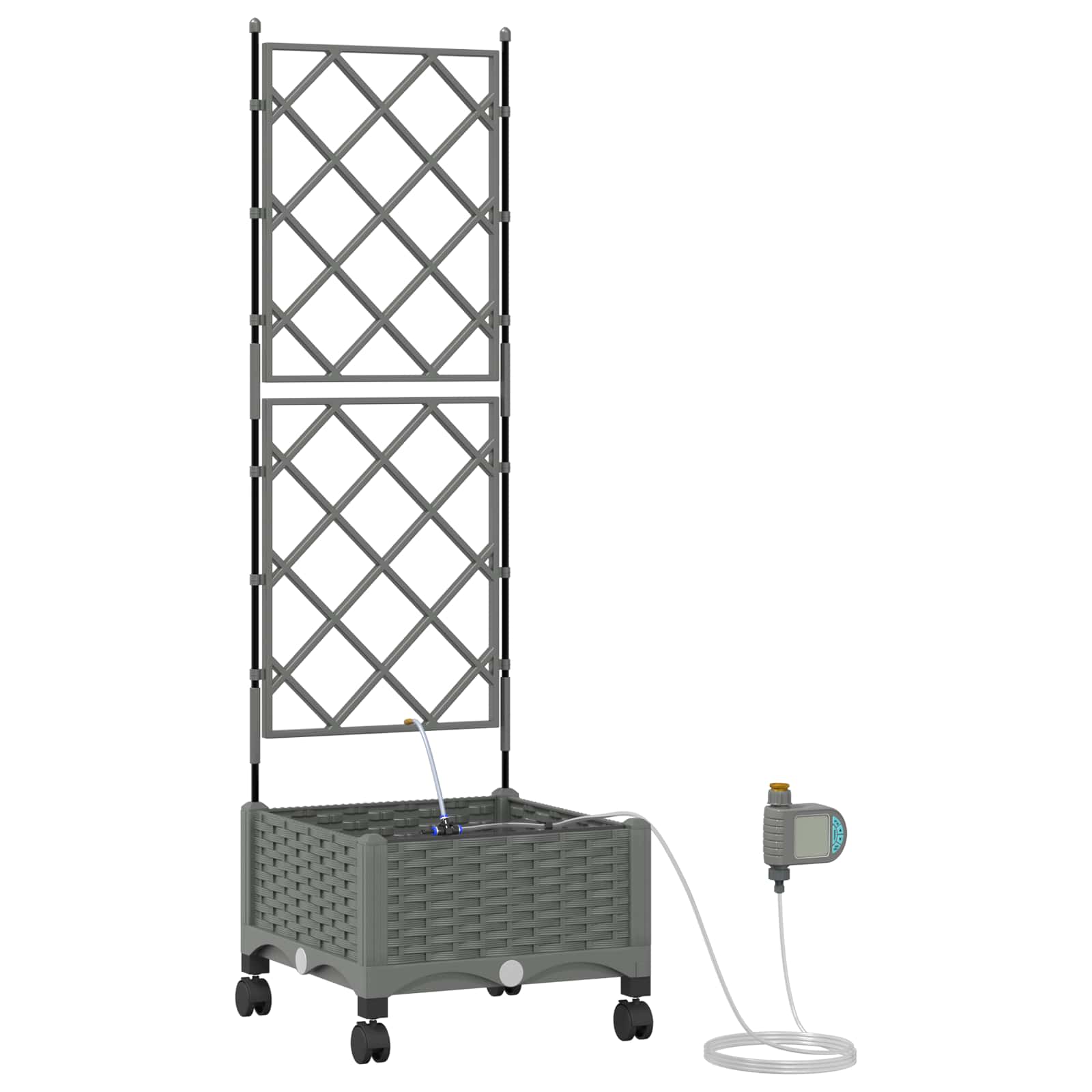 Tuin Pot met Irrigatie en Wielen Lichtgrijs 40 x 40 x 132 cm PP image 2
